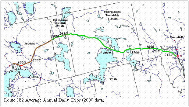 Text Box:
Route 182 Average Annual Daily Trips (2000 data)